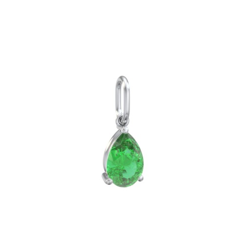 Pear Gemstone Charm – Sterling Silver with Emerald