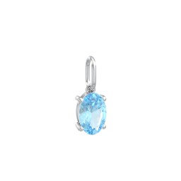 Oval Gemstone Charm in 925 Sterling Silver with Blue Topaz