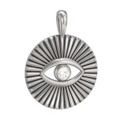 Men's Evil Eye Disc Pendant with Gemstone