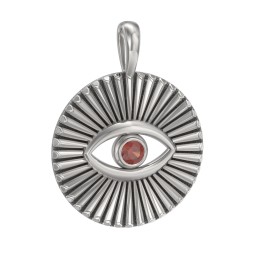 Men's Evil Eye Disc Pendant with Gemstone