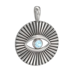 Men's Evil Eye Disc Pendant with Gemstone