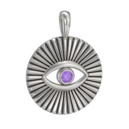 Men's Evil Eye Disc Pendant with Gemstone