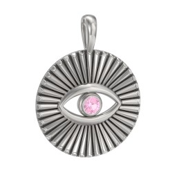 Men's Evil Eye Disc Pendant with Gemstone