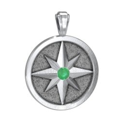 Men's Engravable North Star Disc Pendant with Gemstone