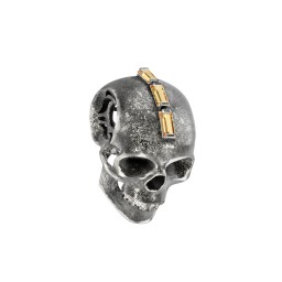 Men's Skull Pendant with Baguette Gemstone Mohawk in 925 Sterling Silver with Citrine