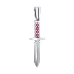 Men's Engravable Dagger Pendant with Gemstones