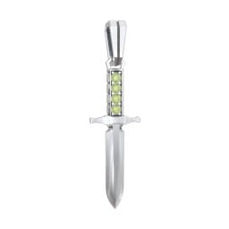 Men's Engravable Dagger Pendant with Gemstones