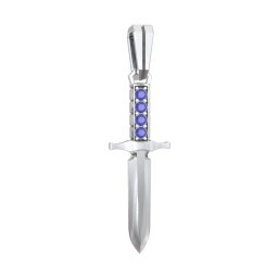 Men's Engravable Dagger Pendant with Gemstones