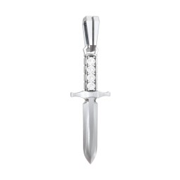 Men's Engravable Dagger Pendant with Gemstones in 925 Sterling Silver with Diamond