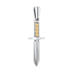 Men's Engravable Dagger Pendant with Gemstones in 925 Sterling Silver with Citrine