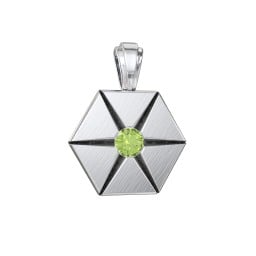 Men's Engravable Starburst Hexagon Pendant with Gemstone