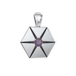 Men's Engravable Starburst Hexagon Pendant with Gemstone