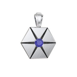 Men's Engravable Starburst Hexagon Pendant with Gemstone