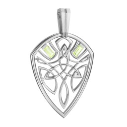 Men's Celtic Shield Pendant with Baguette Gemstones