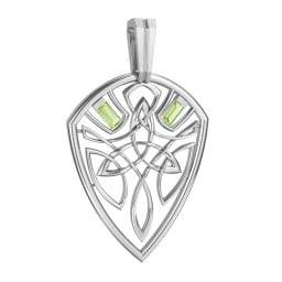 Men's Celtic Shield Pendant with Baguette Gemstones