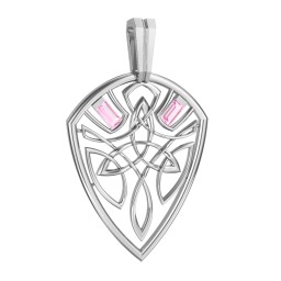 Men's Celtic Shield Pendant with Baguette Gemstones