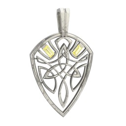 Men's Celtic Shield Pendant with Baguette Gemstones