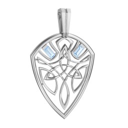 Men's Celtic Shield Pendant with Baguette Gemstones