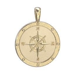 Men's Engravable Compass Pendant in 9K Solid Yellow Gold