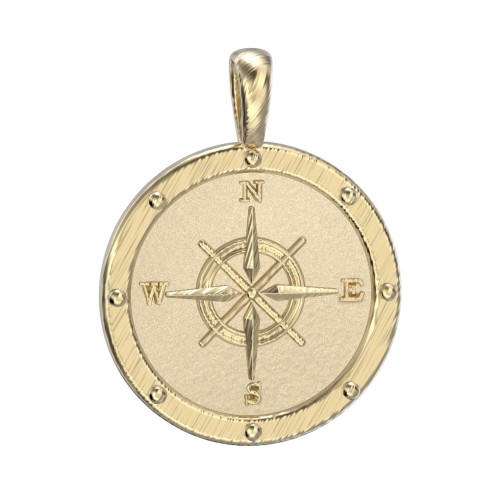 Men's Engravable Compass Pendant – 9kt Yellow Gold