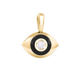 Men's Engravable Evil Eye Gemstone Pendant with Cold Enamel