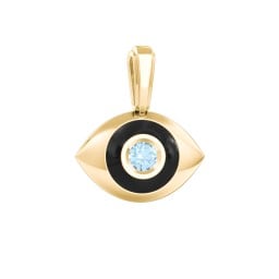 Men's Engravable Evil Eye Gemstone Pendant with Cold Enamel