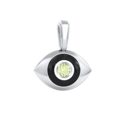 Men's Engravable Evil Eye Gemstone Pendant with Cold Enamel in 925 Sterling Silver with Peridot