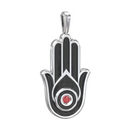 Men's Engravable Hamsa Gemstone Pendant with Cold Enamel