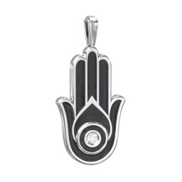 Men's Engravable Hamsa Gemstone Pendant with Cold Enamel