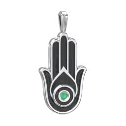 Men's Engravable Hamsa Gemstone Pendant with Cold Enamel