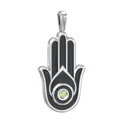 Men's Engravable Hamsa Gemstone Pendant with Cold Enamel