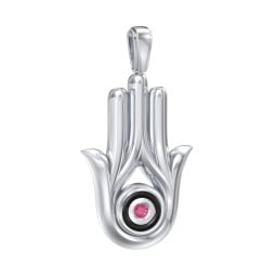 Men's Hamsa Pendant with Gemstone & Cold Enamel