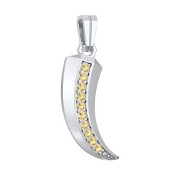 Men's Engravable Claw Pendant with Gemstones in 925 Sterling Silver with Citrine