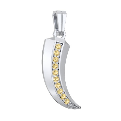 Men's Engravable Claw Pendant with Gemstones – Sterling Silver with Citrine
