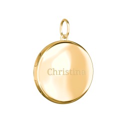 Engravable Round Photo Locket Charm in 9K Solid Yellow Gold