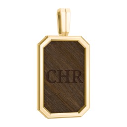 Men’s Engravable Framed Wood Pendant - Walnut in 9K Solid Yellow Gold