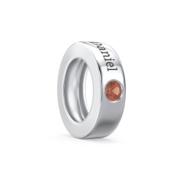 Engravable Ring Charm with a Birthstone in 925 Sterling Silver with Garnet