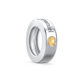 Engravable Ring Charm with a Birthstone in 925 Sterling Silver with Citrine