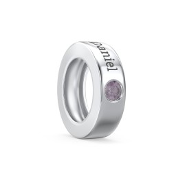 Engravable Ring Charm with a Birthstone in 925 Sterling Silver with Alexandrite