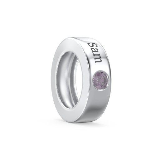 Engravable Ring Charm with a Birthstone – Sterling Silver with Alexandrite