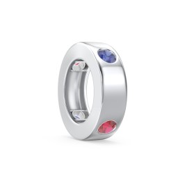 Multi-Gemstone Stacking Ring Charm in 925 Sterling Silver with Blue Sapphire and Garnet