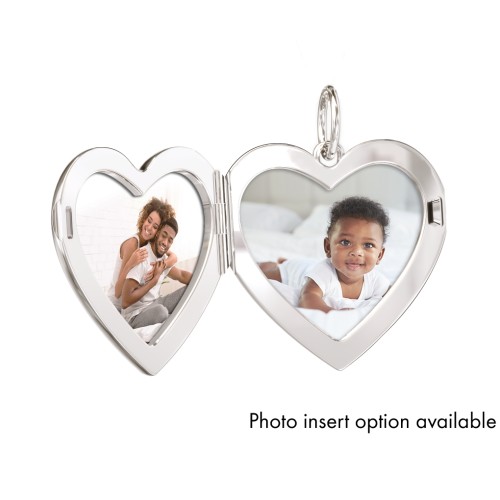 Engravable Heart Photo Locket Charm – Sterling Silver