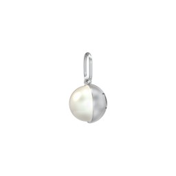 Engravable Half-Cup Pearl Charm in 925 Sterling Silver with Freshwater Pearl