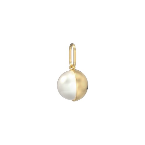 Engravable Half-Cup Pearl Charm – 9kt Yellow Gold with Freshwater Pearl