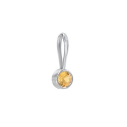 Bezel-Set Round Cut Charm (Dainty) in 925 Sterling Silver with Citrine