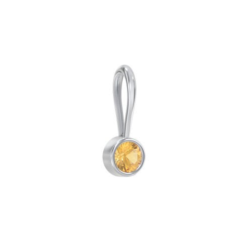 Bezel-Set Round Cut Charm (Dainty) – Sterling Silver with Citrine