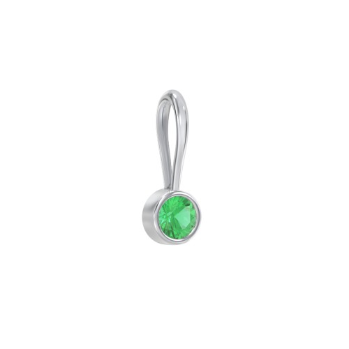 Bezel-Set Round Cut Charm (Dainty) – Sterling Silver with Emerald