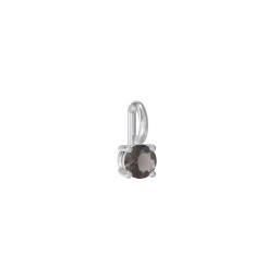 Round Cut Charm (Dainty) in 925 Sterling Silver with Smokey Quartz