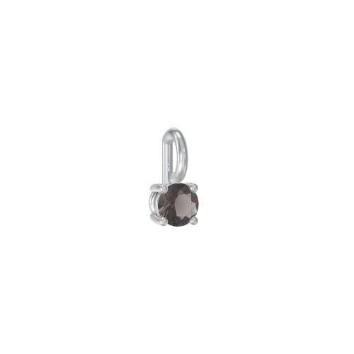 Round Cut Charm (Dainty) – Sterling Silver with Smokey Quartz