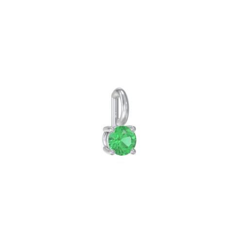Round Cut Charm (Dainty) – Sterling Silver with Emerald